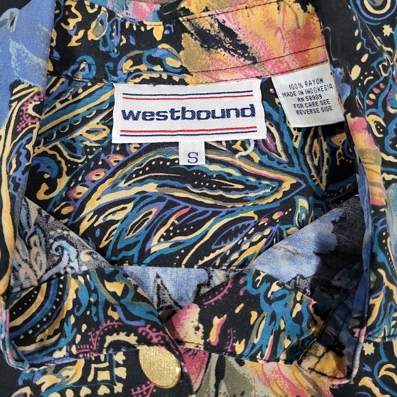 Vintage Abstract Floral Shirt Sz S Oversized Westbound 90's Bohemian Blouse - Picture 5 of 9